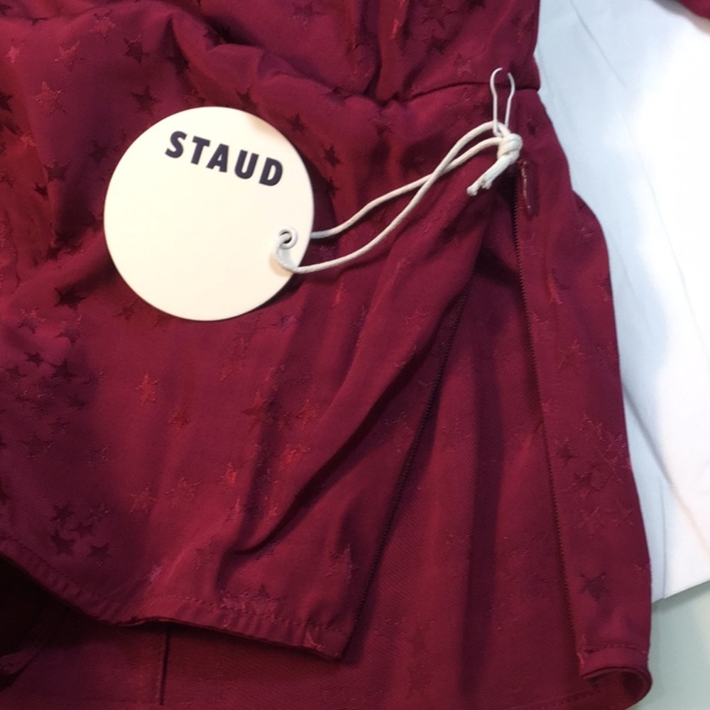 NWT Staud Mars Star Jacquard Woven Ruched Top with Ties - Picture 7 of 11